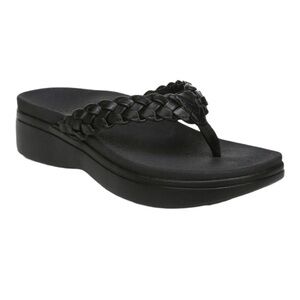 Vionic Kenji Black Platform Comfort Sandals Braided Strap Size 11
